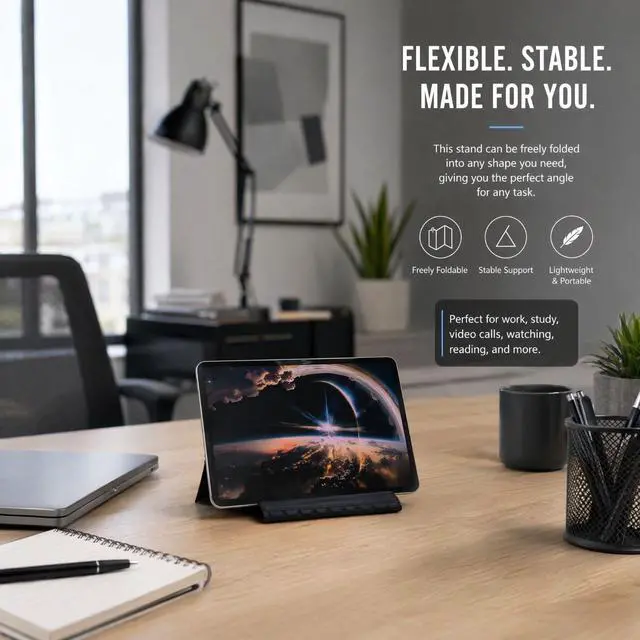 Alt view image 7 of 7 - Flexible Foldable Phone Holder Black