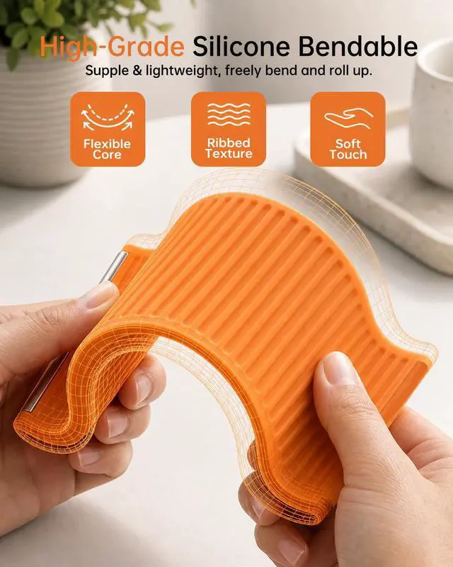Alt view image 4 of 6 - 2026 Portable Flexible Silicone Aluminum Phone Holder Stand, Bendable Rollable Foldable Design, Adjustable Desktop Mount, Textured Non-Slip Surface Tablet Stand for Home Office Travel Airplane