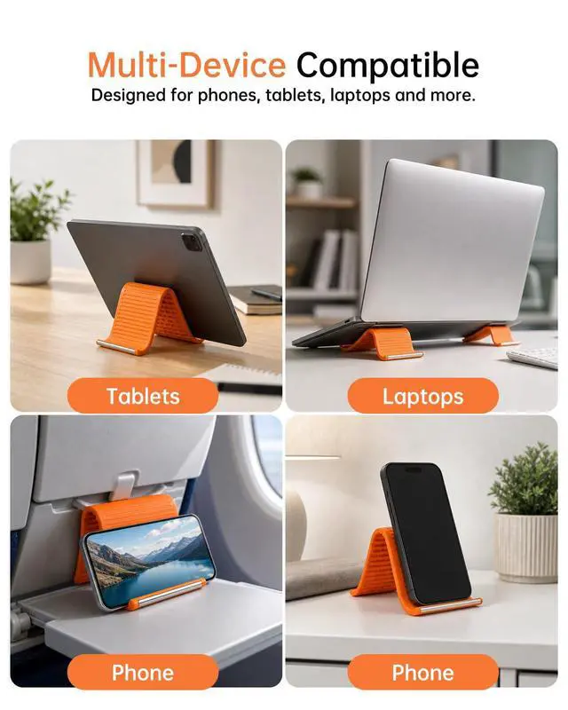 Alt view image 6 of 6 - 2026 Portable Flexible Silicone Aluminum Phone Holder Stand, Bendable Rollable Foldable Design, Adjustable Desktop Mount, Textured Non-Slip Surface Tablet Stand for Home Office Travel Airplane