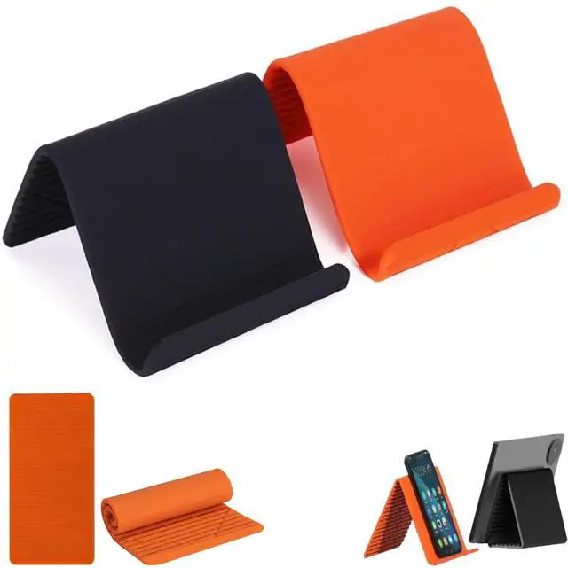 Main image of Flexible Silicone Phone Holder Stand, Portable Foldable Universal Phone Grip, Bendable Multi-Angle Adjustable Gooseneck Stand for Desk, Compatible with iPhone Android Smartphones and Tablets (2PCS)