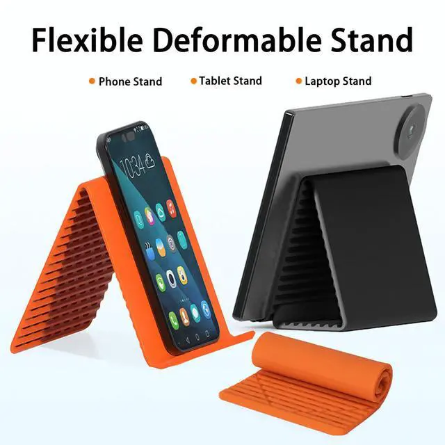 Alt view image 2 of 7 - Flexible Silicone Phone Holder Stand, Portable Foldable Universal Phone Grip, Bendable Multi-Angle Adjustable Gooseneck Stand for Desk, Compatible with iPhone Android Smartphones and Tablets (2PCS)