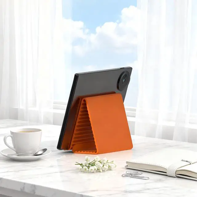 Alt view image 6 of 7 - Flexible Silicone Phone Holder Stand, Portable Foldable Universal Phone Grip, Bendable Multi-Angle Adjustable Gooseneck Stand for Desk, Compatible with iPhone Android Smartphones and Tablets (2PCS)