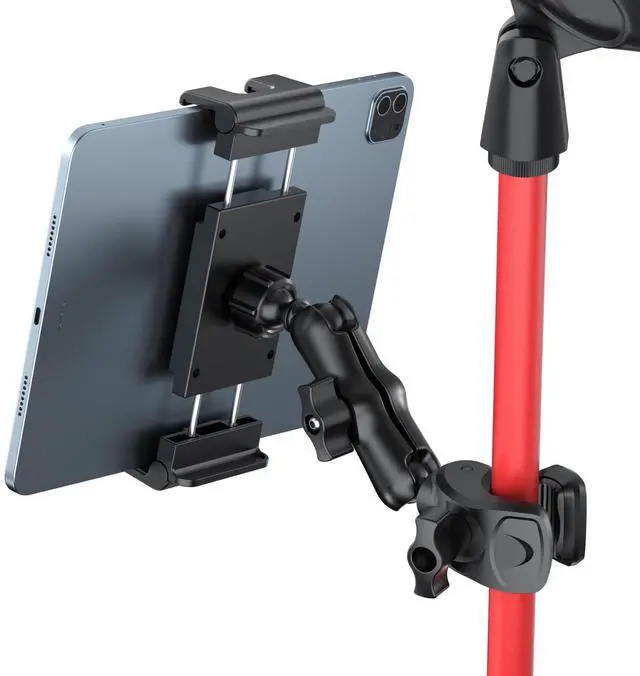 Main image of Tablet Holder for Mic Stand 360° Swivel iPad Music Stand Mount for Microphone with Clamp, Musicians Stage Portable Stands Guitar Tripod Accessories Compatible 5.5-14.6'' Devices