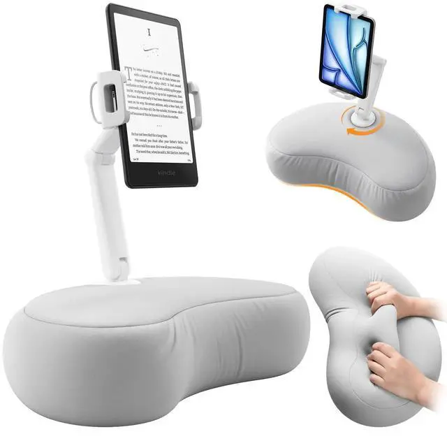 Main image of Kindle Pillow Stand for Bed iPad & Tablet Holder (Gray)