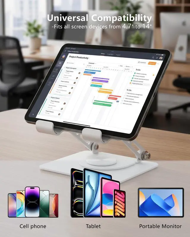 Alt view image 2 of 7 - Rotating Foldable Tablet and Phone Stand Holder for Desktop Use