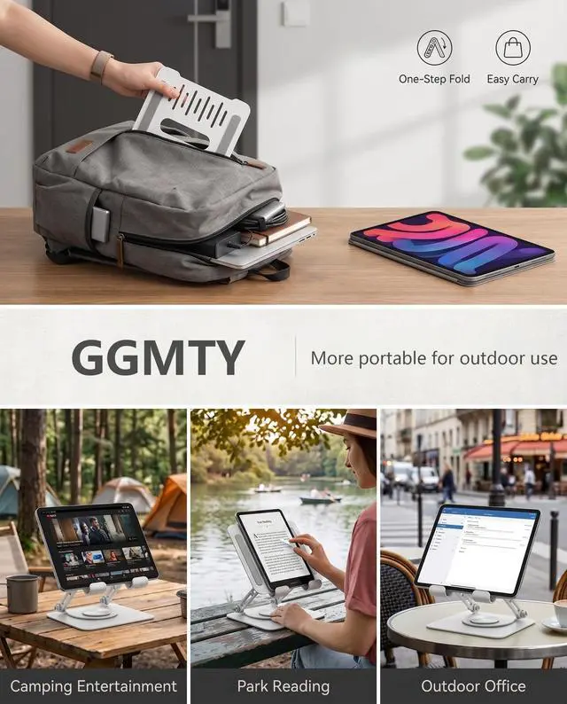 Alt view image 6 of 7 - Rotating Foldable Tablet and Phone Stand Holder for Desktop Use