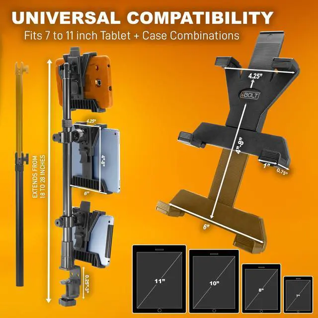 Alt view image 5 of 7 - TabDock Tower Triple Tablet Clamp Mount 7-10" for POS & Delivery Apps