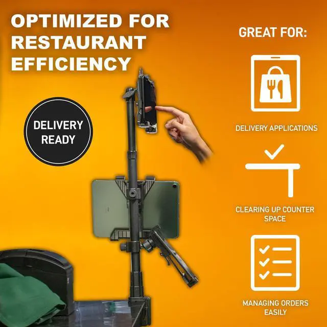 Alt view image 3 of 7 - TabDock Tower Triple Tablet Clamp Mount 7-10" for POS & Delivery Apps