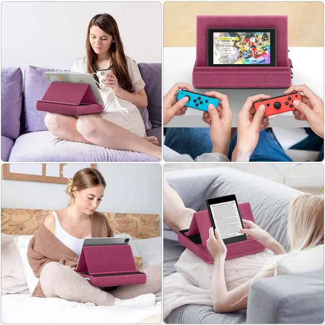 Alt view image 7 of 7 - Tablet Pillow Stand, Multi-Angle Viewing Ipad Holder for Lap, Bed and Desk, Foldable Soft Pad Dock with Stylus Mount Compatible with Ipad Pro 12.9, 10.5, 11, Air, Mini, Phones, Books, E-Reader