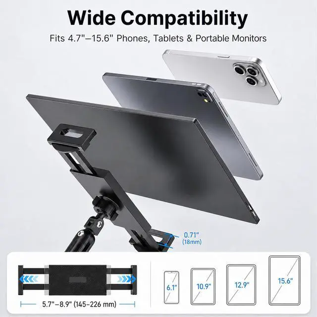 Alt view image 4 of 7 - iPad Holder For Desk, Adjustable Tablet Arm iPad Desk Mount with C-Clamp