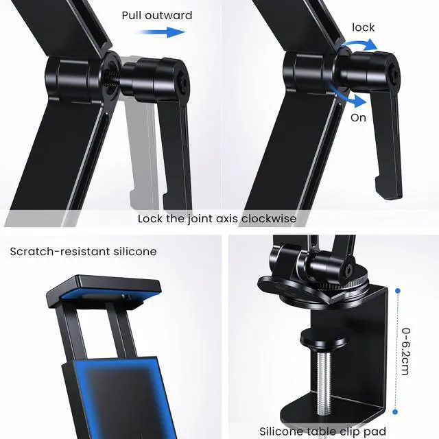 Alt view image 4 of 7 - Tablet Stand Holder, Aluminum Extendable iPad Arm Mount for Desk