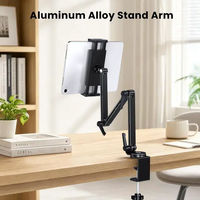 Alt view image 3 of 7 - Tablet Stand Holder, Aluminum Extendable iPad Arm Mount for Desk