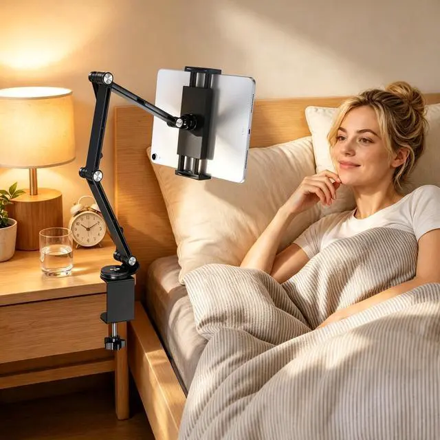 Alt view image 7 of 7 - Tablet Stand Holder, Aluminum Extendable iPad Arm Mount for Desk
