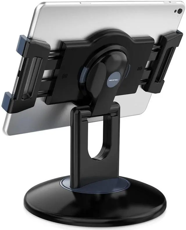 Main image of Retail Kiosk iPad Stand, 360° Rotating Commercial POS Tablet Stand, Fits 6"-13" (Screens) iPad mini Pro-Business Swivel Tablet Holder, for Store Office Reception Kitchen Desktop (Black)