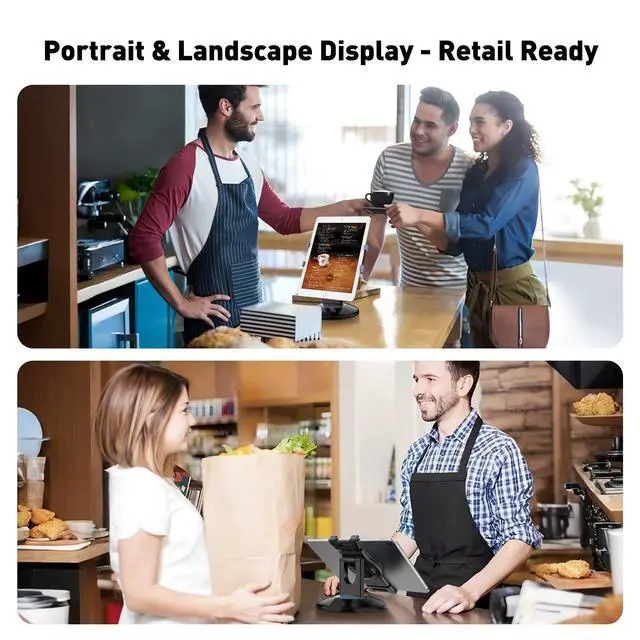 Alt view image 5 of 7 - Retail Kiosk iPad Stand, 360° Rotating Commercial POS Tablet Stand, Fits 6"-13" (Screens) iPad mini Pro-Business Swivel Tablet Holder, for Store Office Reception Kitchen Desktop (Black)