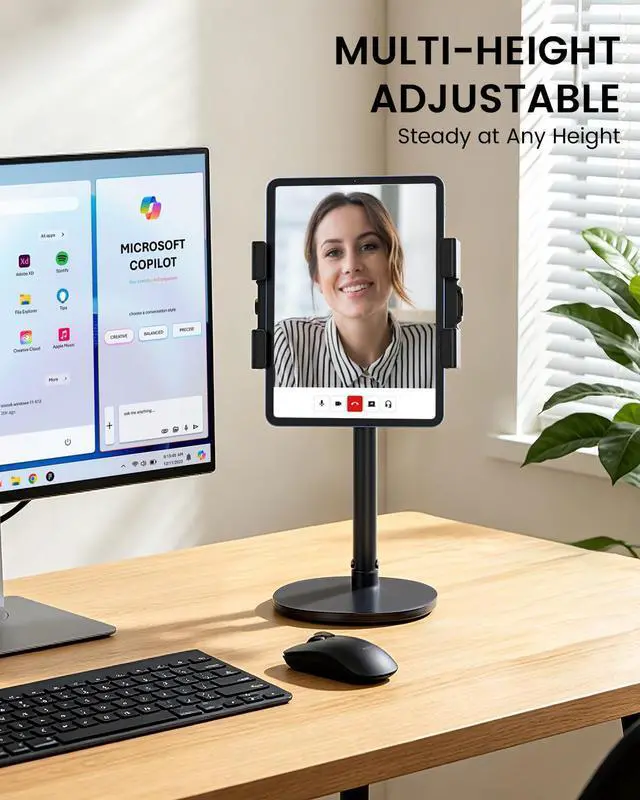 Alt view image 3 of 7 - Heavy Duty Portable Monitor Stand for Desk, 22.83" Ultra Tall Tablet Holder with Wide Steel Base, 5.5 LB Capacity, iPad Stand Fits 5-22" Screen, iPad Pro 12.9 13, Office, Kitchen, Drawing