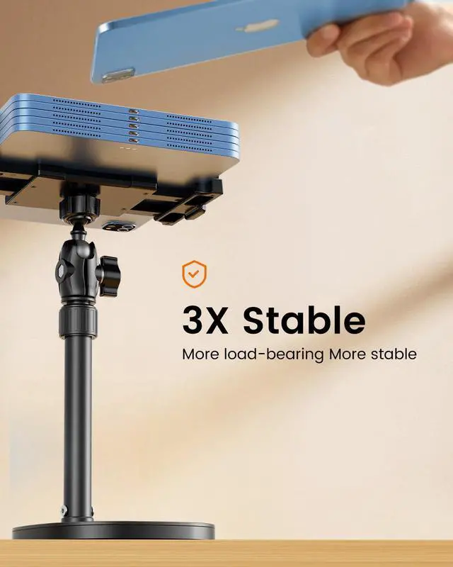 Alt view image 5 of 7 - Heavy Duty Portable Monitor Stand for Desk, 22.83" Ultra Tall Tablet Holder with Wide Steel Base, 5.5 LB Capacity, iPad Stand Fits 5-22" Screen, iPad Pro 12.9 13, Office, Kitchen, Drawing