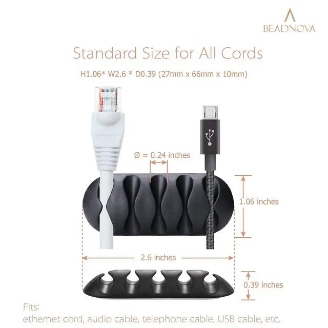 Alt view image 3 of 7 - Cord Organizer Cable Organizer Cable Clips Cord Holder for Desk Management Wire Holder Clips for Computer Desk (Black, 4 pcs)