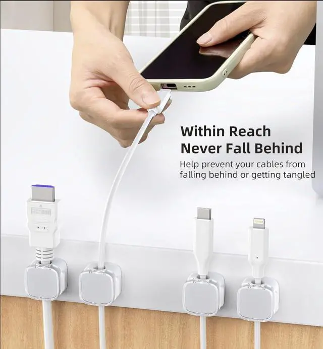 Alt view image 3 of 7 - Magnetic Cord Cable Organizer Clips, Desktop Cord Managment Holder for Home Office Nighstand, 6 Pack (Black)