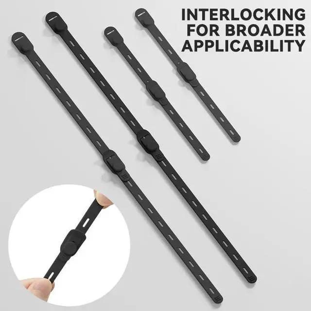 Alt view image 6 of 6 - 5" and 9.6" Silicone Cable Ties Cord Organizer, 15Pcs-Black