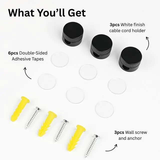 Alt view image 3 of 7 - 3PCS Premium Cord Holder for Nightstand, Computer Cord Organizer for Desk, Appliance Cord Organizers, Stick-On Cable Clip for Charger, Laptop, USB, Headphones, Wire Management Set, Black