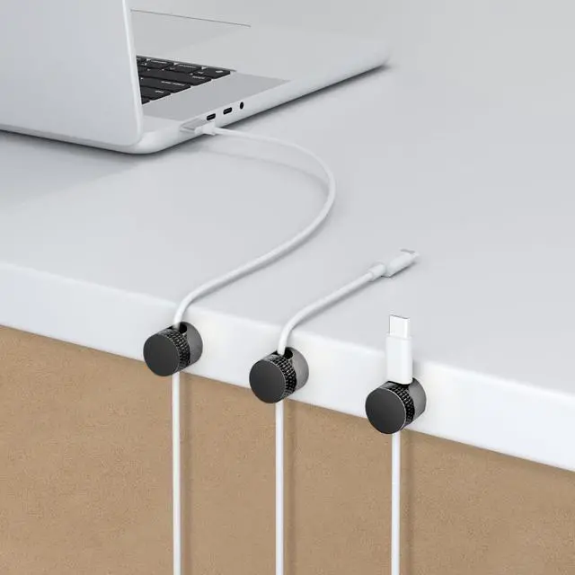 Alt view image 4 of 7 - 3PCS Premium Cord Holder for Nightstand, Computer Cord Organizer for Desk, Appliance Cord Organizers, Stick-On Cable Clip for Charger, Laptop, USB, Headphones, Wire Management Set, Black