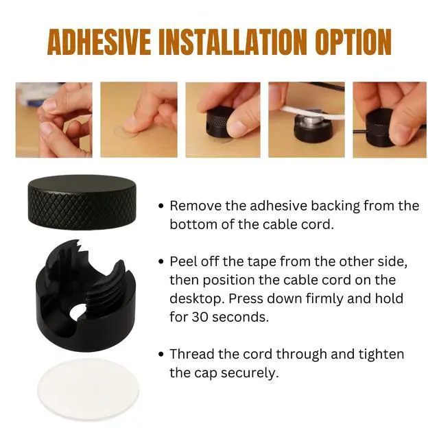Alt view image 5 of 7 - 3PCS Premium Cord Holder for Nightstand, Computer Cord Organizer for Desk, Appliance Cord Organizers, Stick-On Cable Clip for Charger, Laptop, USB, Headphones, Wire Management Set, Black