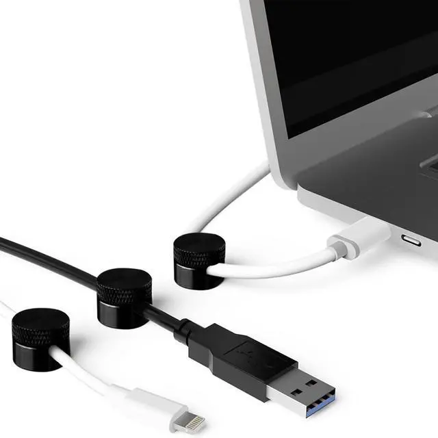 Alt view image 7 of 7 - 3PCS Premium Cord Holder for Nightstand, Computer Cord Organizer for Desk, Appliance Cord Organizers, Stick-On Cable Clip for Charger, Laptop, USB, Headphones, Wire Management Set, Black