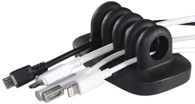 Main image of Desktop Cable Organizer, Weighted, No Bad Smell, Bundled with 4 Reusable Cable Ties (Black)