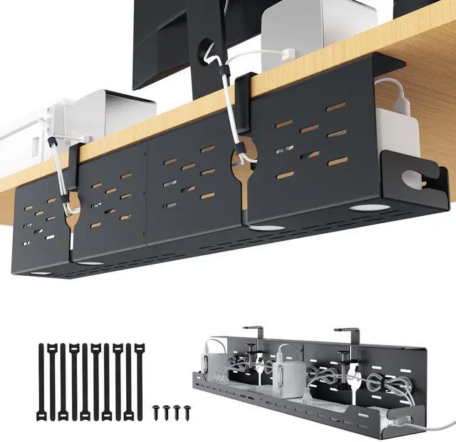 Main image of Under Desk Cable Management Tray, Cable Management, 32 inch, Black