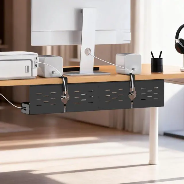 Alt view image 6 of 7 - Under Desk Cable Management Tray, Cable Management, 32 inch, Black