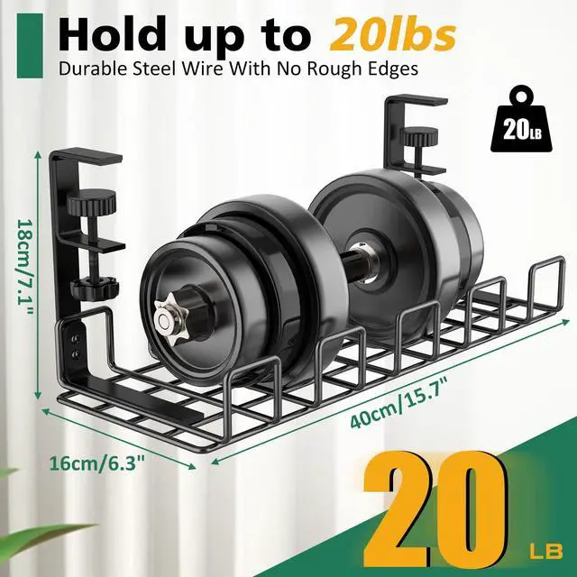 Alt view image 4 of 7 - Under Desk Cable Management Tray No Drill Steel 15.7"