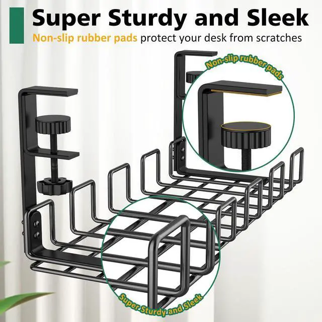 Alt view image 5 of 7 - Under Desk Cable Management Tray No Drill Steel 15.7"