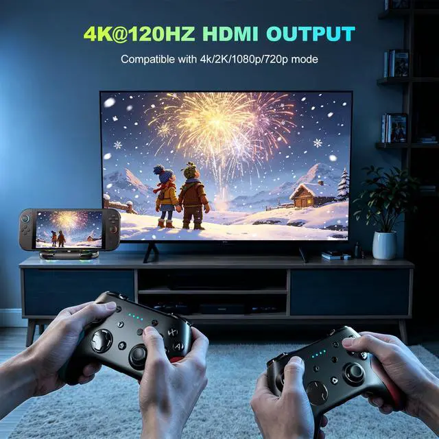 Alt view image 2 of 7 - Dock Station for Switch 2, Portable TV Docking Station with 4K@120Hz HDMI Output, USB-C & 2 USB Ports, RGB Lighting, Compatible with Nintendo Switch 2