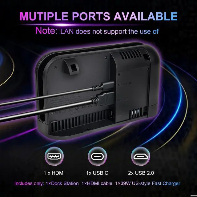 Alt view image 3 of 7 - Docking Station for Nintendo Switch 2 TV Dock Replacement Dock Station Set