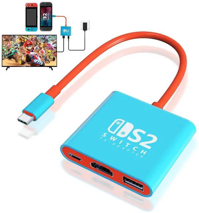Main image of Switch 2 Dock, Switch Docking Station for Nintendo Switch1 Dock, Portable Switch2 TV Adapter Support 4K/60HZ Switch2 TV Mode Compatible Switch2/1/OLED, Travel with HDMI2.0 USB3.0