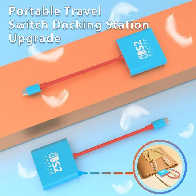 Alt view image 6 of 6 - Switch 2 Dock, Switch Docking Station for Nintendo Switch1 Dock, Portable Switch2 TV Adapter Support 4K/60HZ Switch2 TV Mode Compatible Switch2/1/OLED, Travel with HDMI2.0 USB3.0