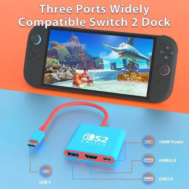 Alt view image 4 of 6 - Switch 2 Dock, Switch Docking Station for Nintendo Switch1 Dock, Portable Switch2 TV Adapter Support 4K/60HZ Switch2 TV Mode Compatible Switch2/1/OLED, Travel with HDMI2.0 USB3.0