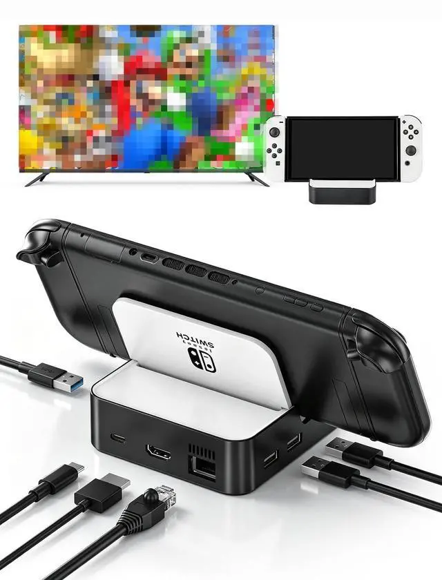 Main image of Switch 2 Dock for Nintendo Switch 2/OLED/Original Switch, Upgraded Docking Station with Ethernet, HDMI 2.0 4K 60Hz, 3 USB & PD Fast Charge, YouTube Supported