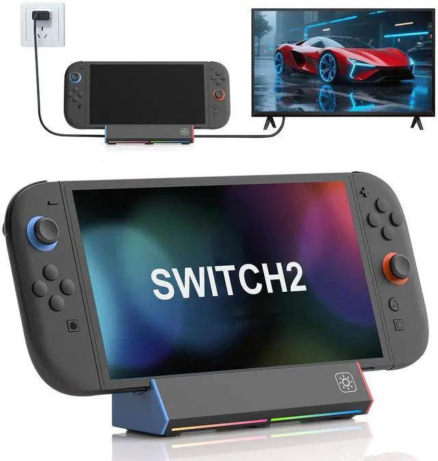 Main image of Switch 2 TV Dock for Nintendo Switch 2, Portable Switch 2 Docking Station Replacement 4K High Definition HDMI/Type C/3.0 USB Port LED Light for Official Nintendo Switch 2