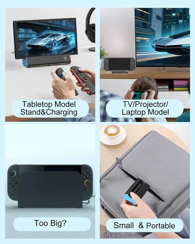 Alt view image 4 of 7 - Switch 2 TV Dock for Nintendo Switch 2, Portable Switch 2 Docking Station Replacement 4K High Definition HDMI/Type C/3.0 USB Port LED Light for Official Nintendo Switch 2