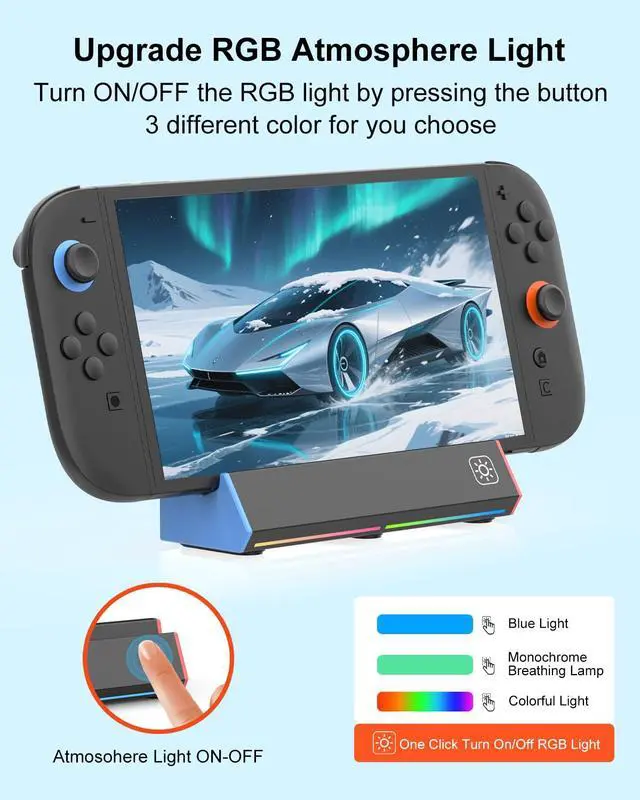 Alt view image 5 of 7 - Switch 2 TV Dock for Nintendo Switch 2, Portable Switch 2 Docking Station Replacement 4K High Definition HDMI/Type C/3.0 USB Port LED Light for Official Nintendo Switch 2