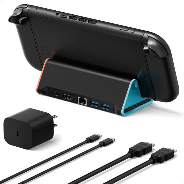 Main image of Switch 2 Dock, 4K@60Hz TV Docking Station with 60W Fast Charger & HDMI Cable, Gigabit Ethernet Port (1000Mbps), Portable Replacement Base for Switch 2 ONLY, Accessories Bundle for Nintendo Switch 2