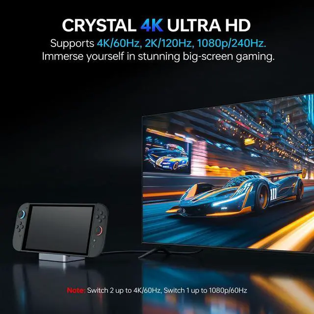 Alt view image 4 of 7 - Dock Station for Switch 2/Switch,4K TV Docking Base,Case Friendly