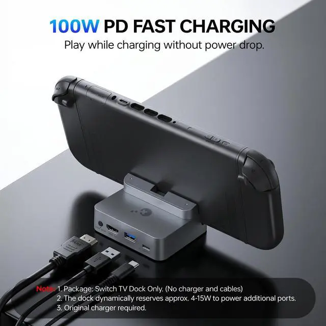 Alt view image 5 of 7 - Dock Station for Switch 2/Switch,4K TV Docking Base,Case Friendly