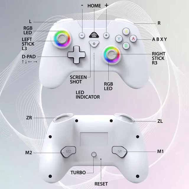 Alt view image 2 of 7 - Switch and Switch 2 Wireless Controller - LED Pro controller White