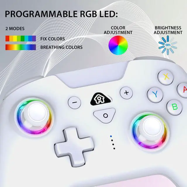 Alt view image 5 of 7 - Switch and Switch 2 Wireless Controller - LED Pro controller White
