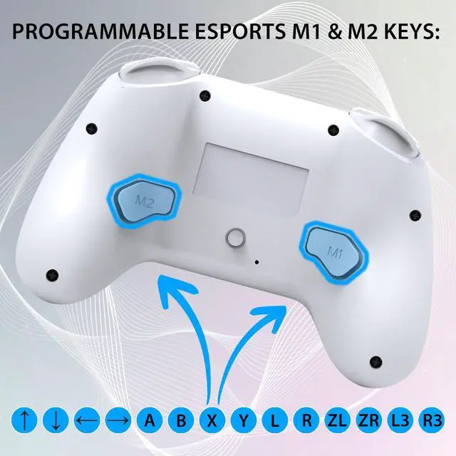 Alt view image 6 of 7 - Switch and Switch 2 Wireless Controller - LED Pro controller White