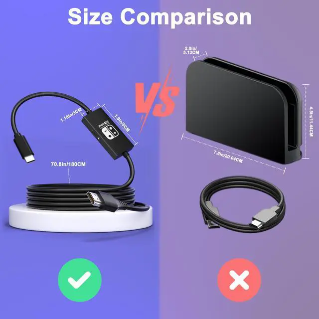 Alt view image 4 of 7 - Travel Portable Switch 2 Dock for Nintendo Switch 2/1/OLED HDMI Cable