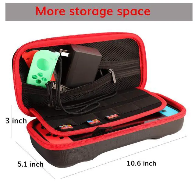 Alt view image 3 of 6 - Accessories Kit for Nintendo Switch / Switch OLED Model Games Bundle Wheel Grip Caps Carrying Case Screen Protector Controller